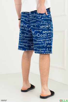 Чоловічі сині пляжні шорти з написами