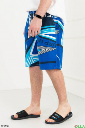Men's blue printed beach shorts