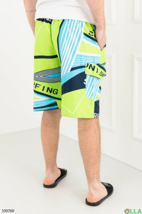 Men's green printed beach shorts