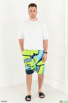 Men's green printed beach shorts