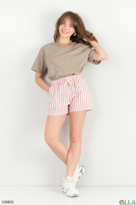 Women's two-tone knitted striped shorts