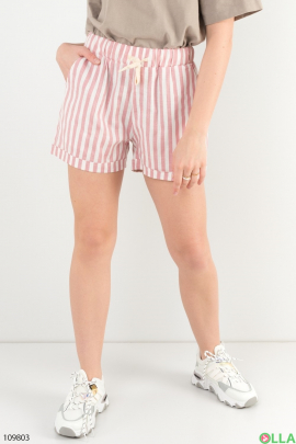 Женские двухцветные трикотажные полосатые шорты