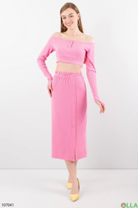 Женский розовый трикотажный костюм