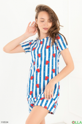 Women's blue and white print nightgown
