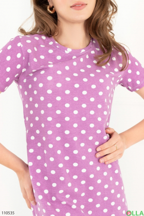 Женская фиолетовая ночная рубашка в принт