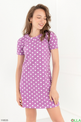 Женская фиолетовая ночная рубашка в принт