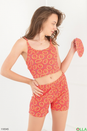 Women's coral pajamas with print