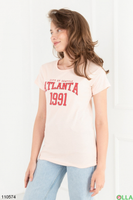 Women's coral printed T-shirt