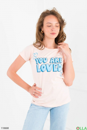 Жіноча коралова футболка з написом