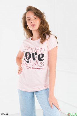 Women's light pink t-shirt with slogan