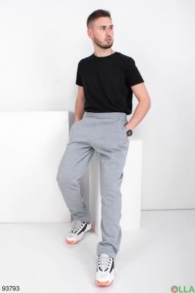 Чоловічі світло-сірі спортивні штани на флісі
