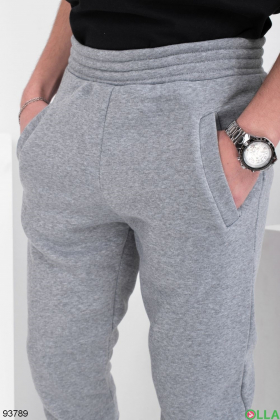 Чоловічі сірі спортивні брюки на флісі