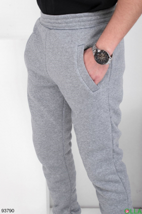 Чоловічі сірі спортивні брюки на флісі