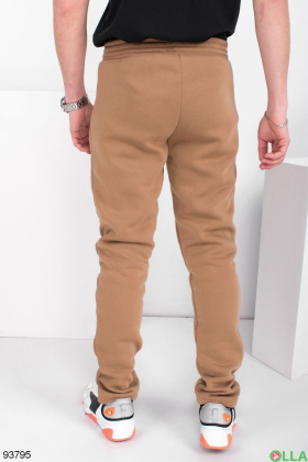 Мужские коричневые спортивные брюки на флисе