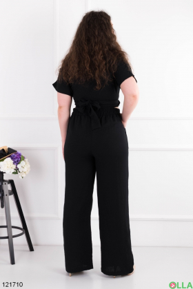 Женский черный комплект из топа и брюк