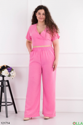 Жіночий рожевий комплект з топу та брюк