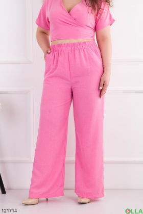 Жіночий рожевий комплект з топу та брюк