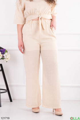 Women's light beige top and trousers set