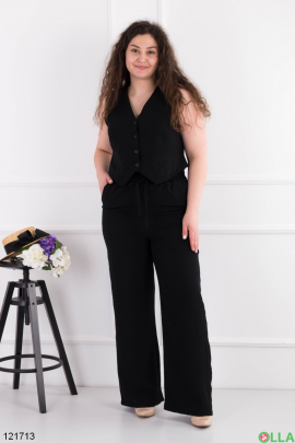 Жіночий чорний комплект із жилетки та брюк