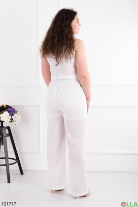 Женский белый комплект из жилетки и брюк