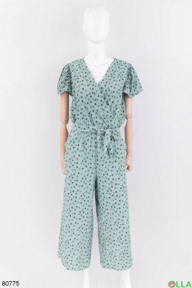 Women's turquoise jumpsuit in print