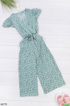 Women's turquoise jumpsuit in print