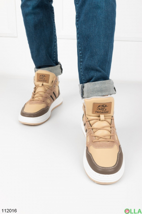 Men's beige-brown lace-up sneakers