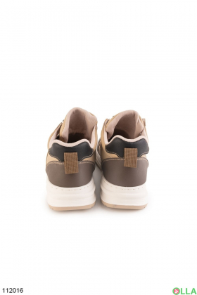 Men's beige-brown lace-up sneakers