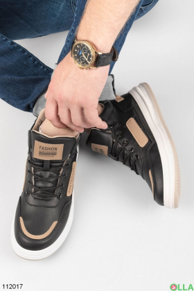 Men's beige and black lace-up sneakers