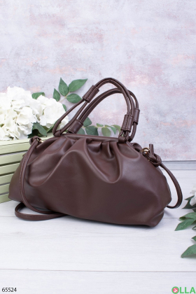 Женская темно-коричневая сумка с цепью