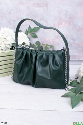 Жіноча зелена сумка з ланцюгами