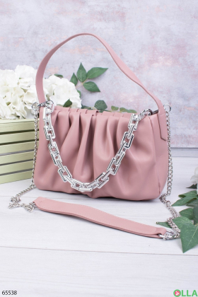 Жіноча рожева сумка з ланцюгами