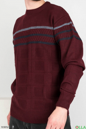 Мужской зимний бордовый свитер