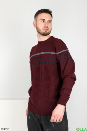 Мужской зимний бордовый свитер
