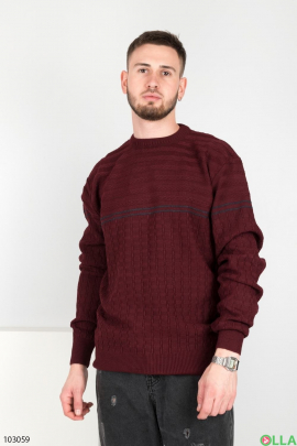 Чоловічий зимовий бордовий светр