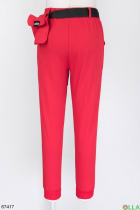 Women's red sports trousers