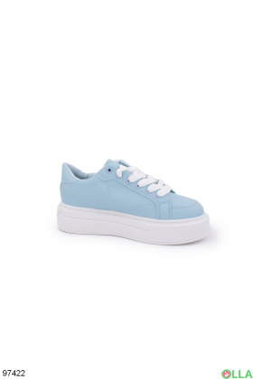 Women's blue sneakers made of eco-leather