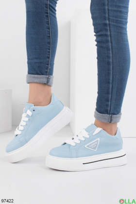 Women's blue sneakers made of eco-leather