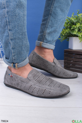Men's gray shoes made of eco-leather