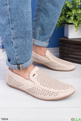 Men's beige eco-leather shoes