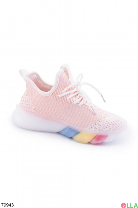Women's pink and white lace-up sneakers