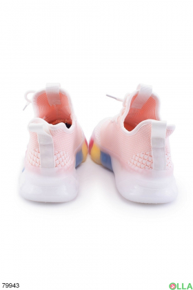 Женские розово-белые кроссовки на шнуровке
