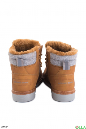 Жіночі зимові коричневі черевики з еко-шкіри