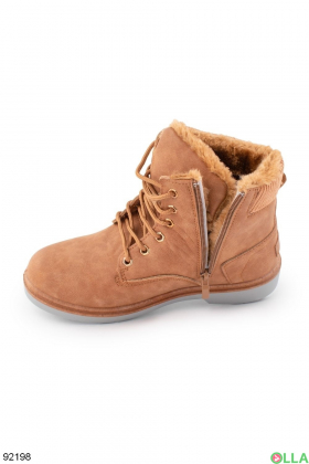 Жіночі зимові коричневі черевики з еко-шкіри
