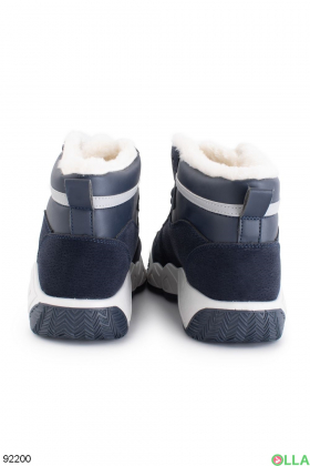 Жіночі зимові сині кросівки на шнурівці
