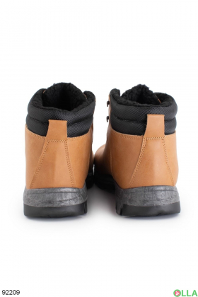 Мужские зимние коричневые ботинки из эко-кожи