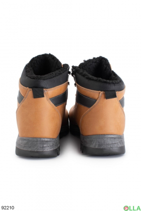 Чоловічі зимові коричневі черевики з еко-шкіри