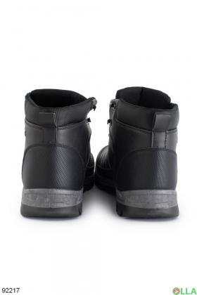 Чоловічі зимові чорні черевики з еко-шкіри