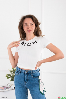 Women's white top with inscription