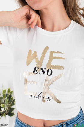 Women's white top with inscription